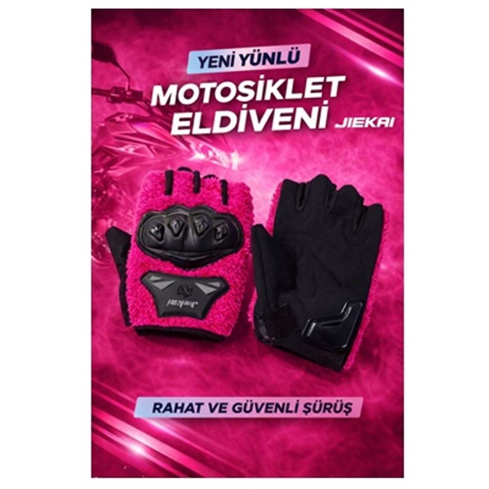 ELDİVEN KORUMALI PARMAKSIZ PELUŞLU FUŞYA L BEDEN