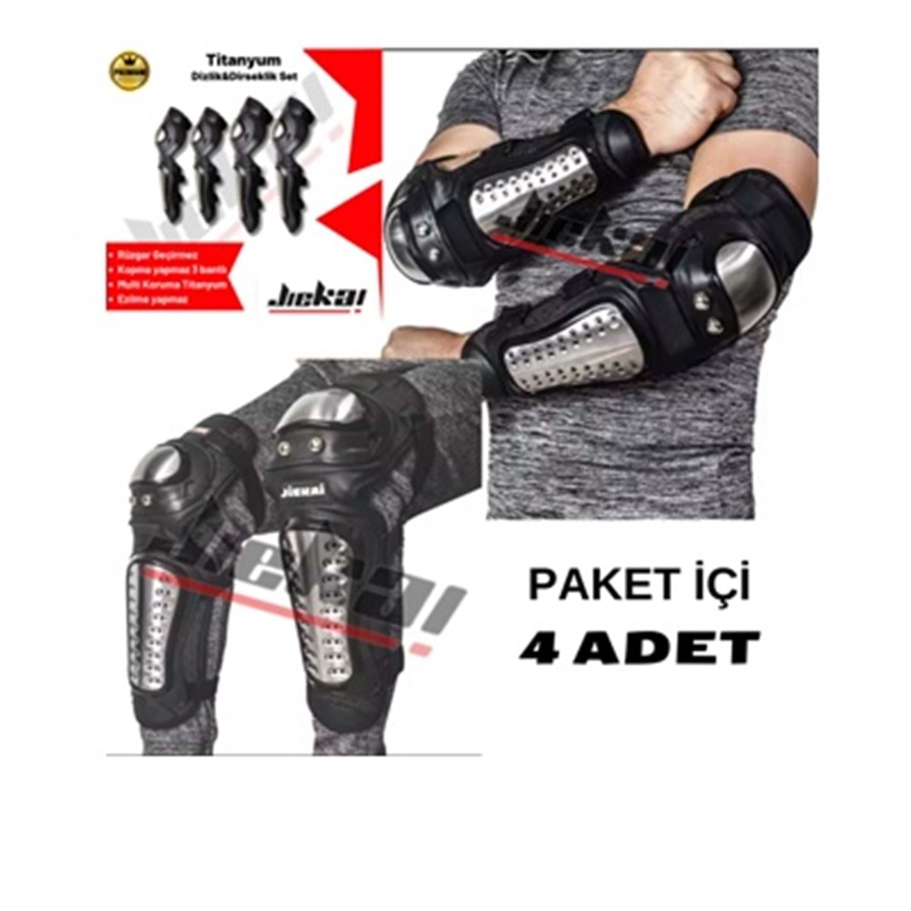 MOTORCU DİZLİK VE DİRSEKLİK KORUMA SETİ JIEKAI TİTANYUM