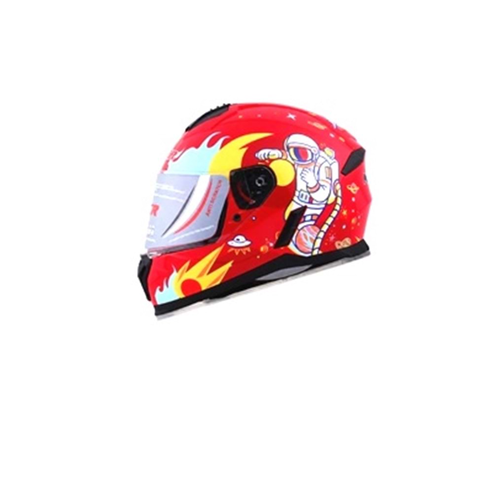 KASK KAPALI 802 ÇOCUK ECE BELGE SPACE 2 KIRMIZI GRAFİK 18-9 YL 53-54