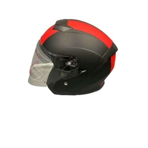 KASK ÇENESİZ VİZÖRLÜ JIEKAI X2 SİYAH KIRMIZI M BEDEN