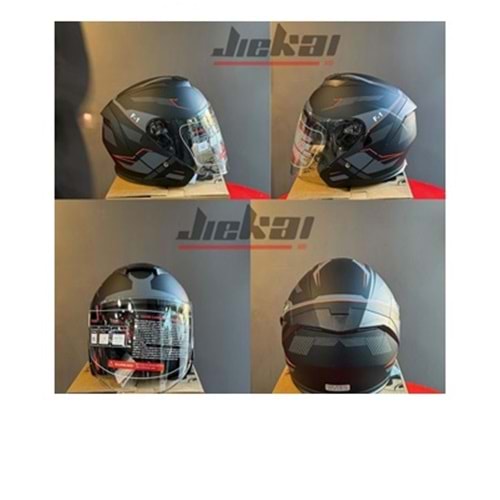 KASK ÇENESİZ VİZÖRLÜ JIEKAI G1 TURUNCU ÇİZGİ M BEDEN