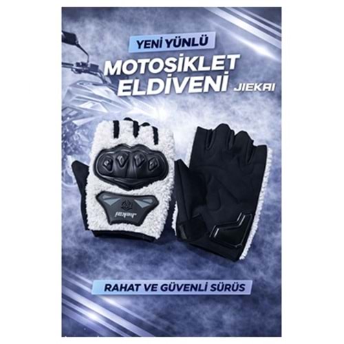 ELDİVEN KORUMALI PARMAKSIZ PELUŞLU BEYAZ L BEDEN